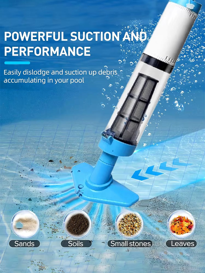 3 in 1 Cordless Rechargeable Pool Vacuum Cleaner Handheld Pool Cleaner Suitable for Spa Center Bathtub Sand Debris