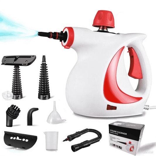 Steam Cleaner, 1050W Handheld Steamer Cleaner for Cleaning with 9 Pcs Accessories/14 Oz Tank, Steamer for Home,Tile,Floor,Car,Red