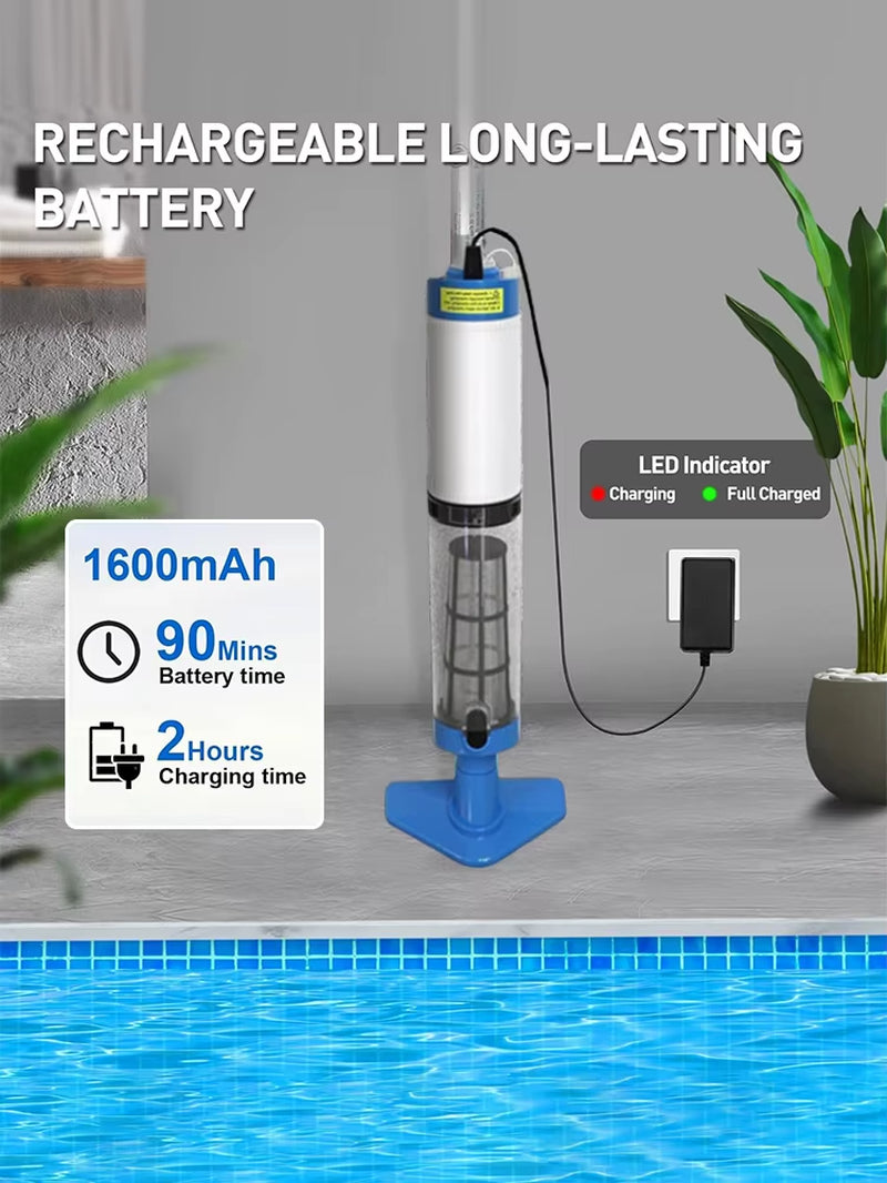 3 in 1 Cordless Rechargeable Pool Vacuum Cleaner Handheld Pool Cleaner Suitable for Spa Center Bathtub Sand Debris